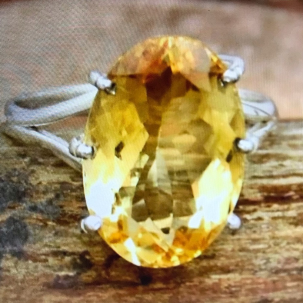 Citrine Stamped 925 Sterling Silver Ring